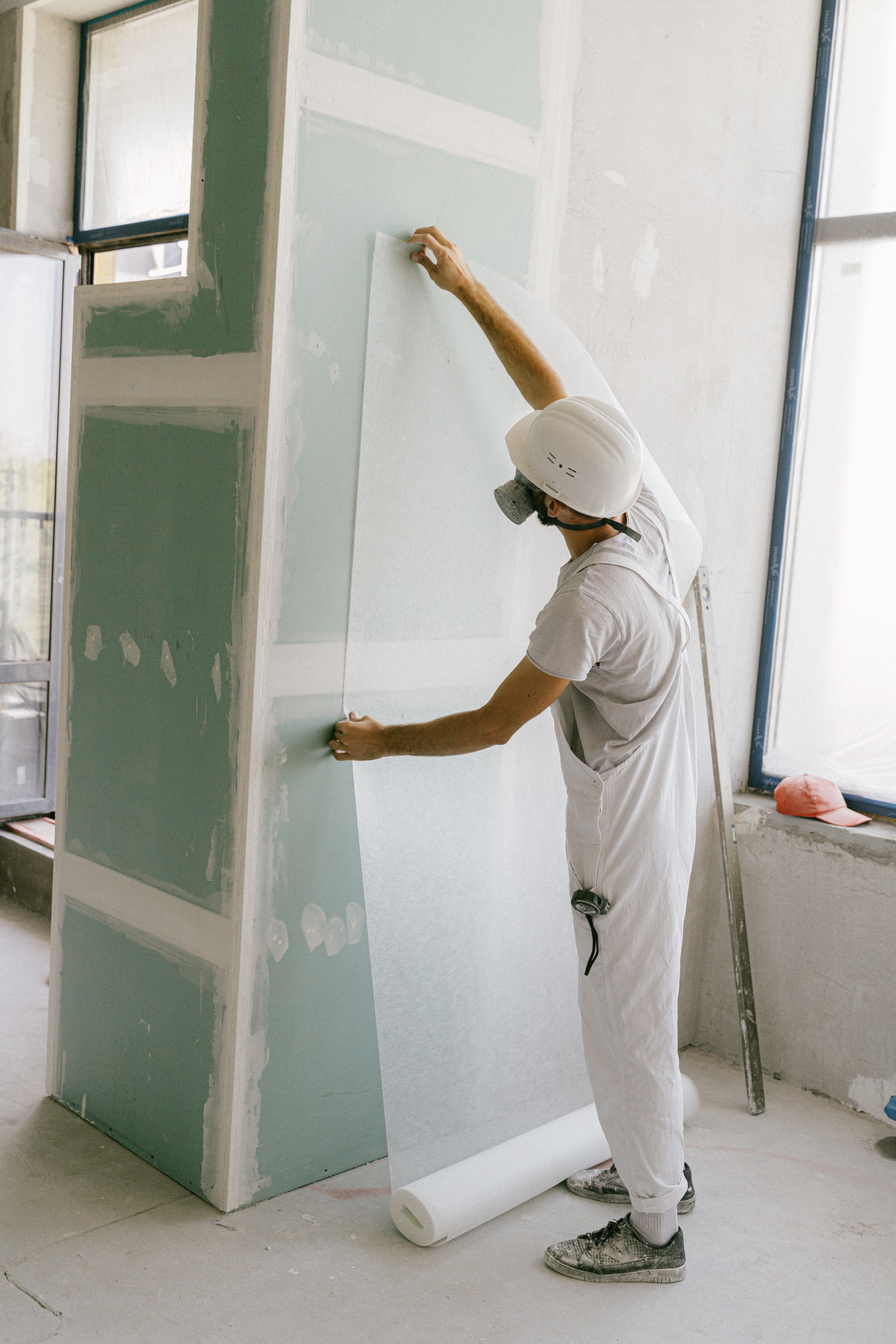 Commercial interior with painted drywall walls
